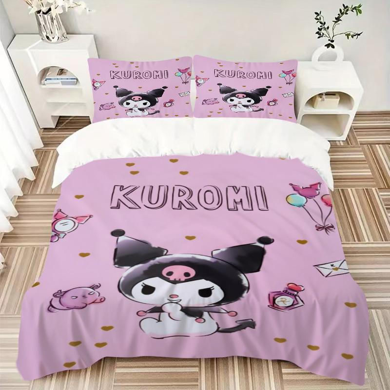 Kuromi'S Balloon Adventure Print 3Pcs Bedding Setduvet Cover With 2 Bedropillowcase Home Birthday Gift