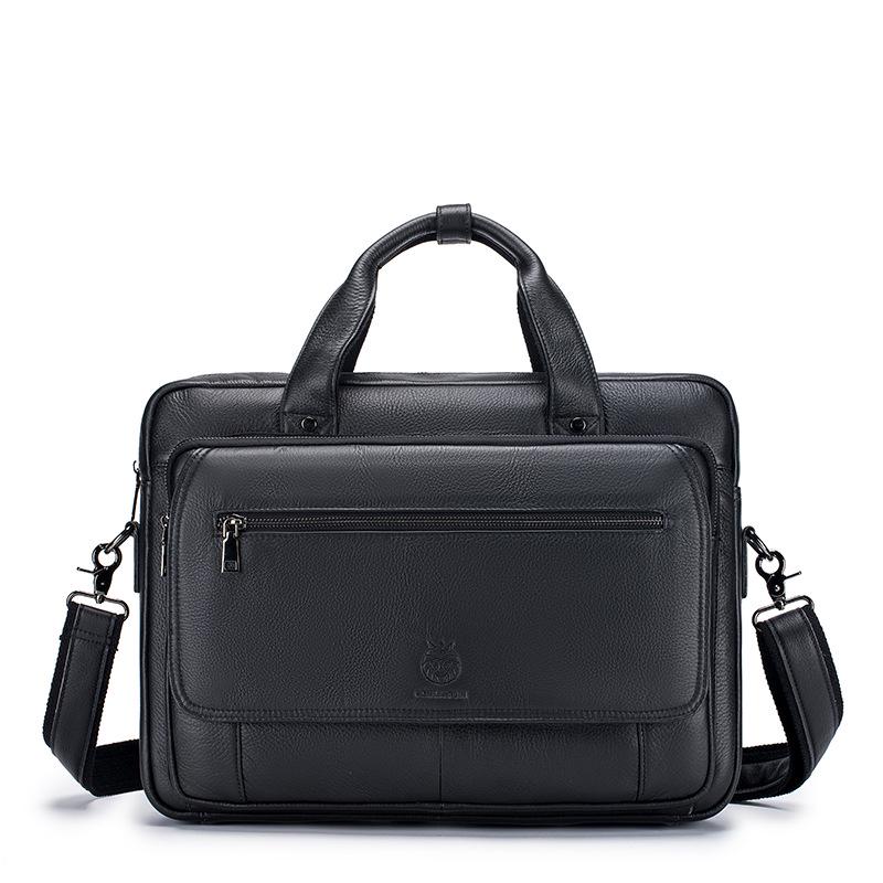 Shilaidun Men's Genuine Leather Cowhide Briefcase: Retro Casual Shoulder & Handheld Computer Bag