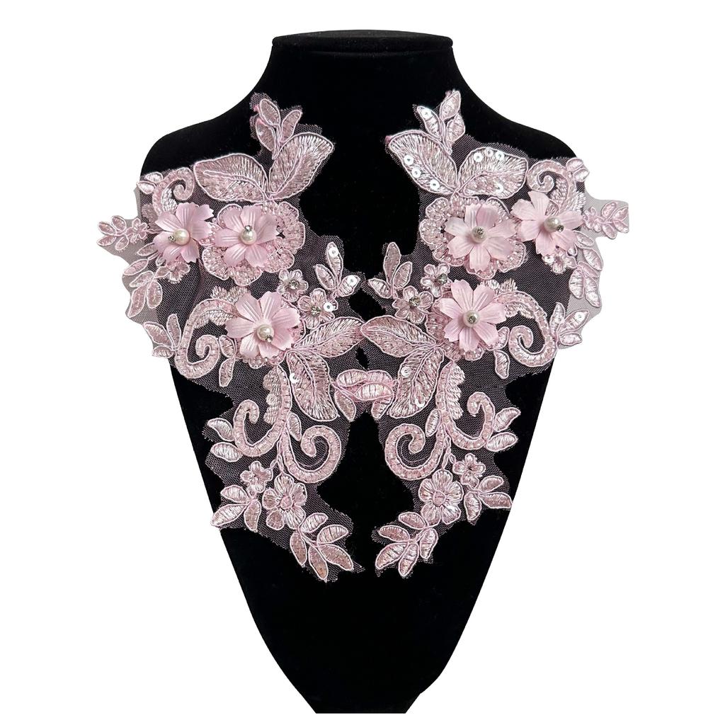 White, Yellow, Pink, Blue And Purple, Lace Three-Dimensional Flower Pieces To Flowers Diy Bridal Headgear Jewelry Materials, Wedding Dress Decals