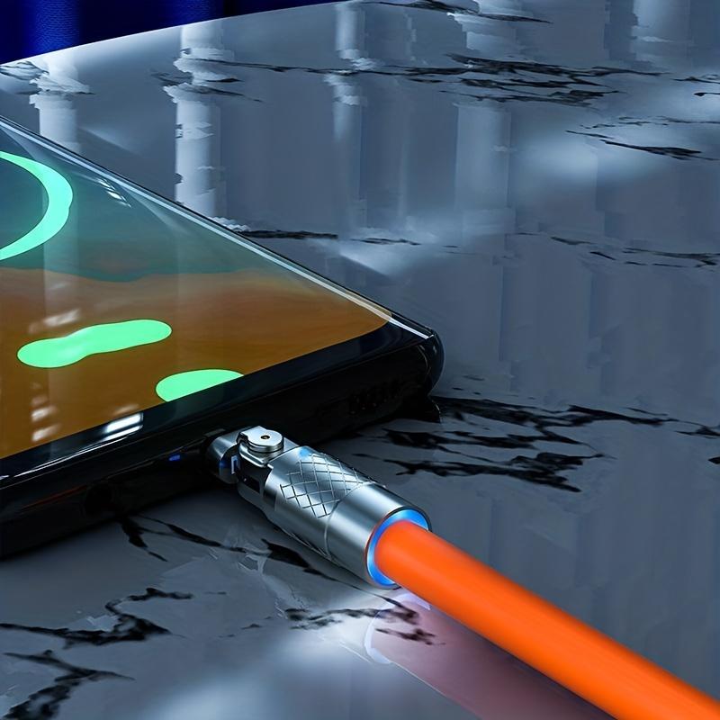 Datenkabel aus Zinklegierung mit 180°-Drehung, 6A Schnelllade-Silikon-USB-Datenkabel