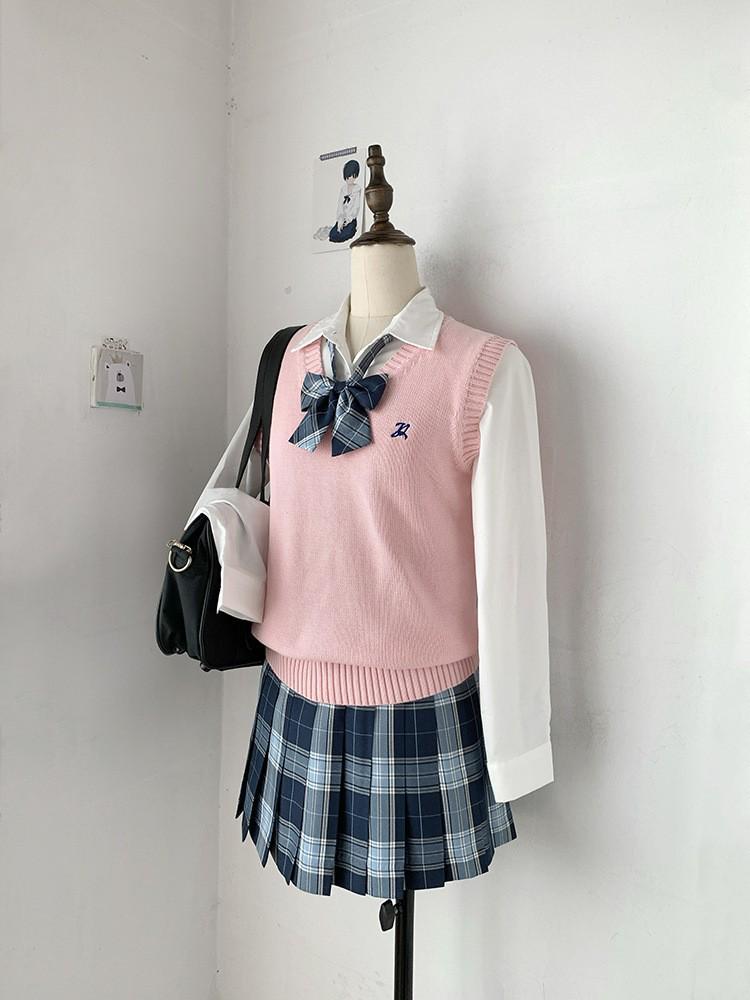 Classic V-Neck Solid Color Knit Vest - JK School Style for Students & Office, Ideal for Autumn to Spring