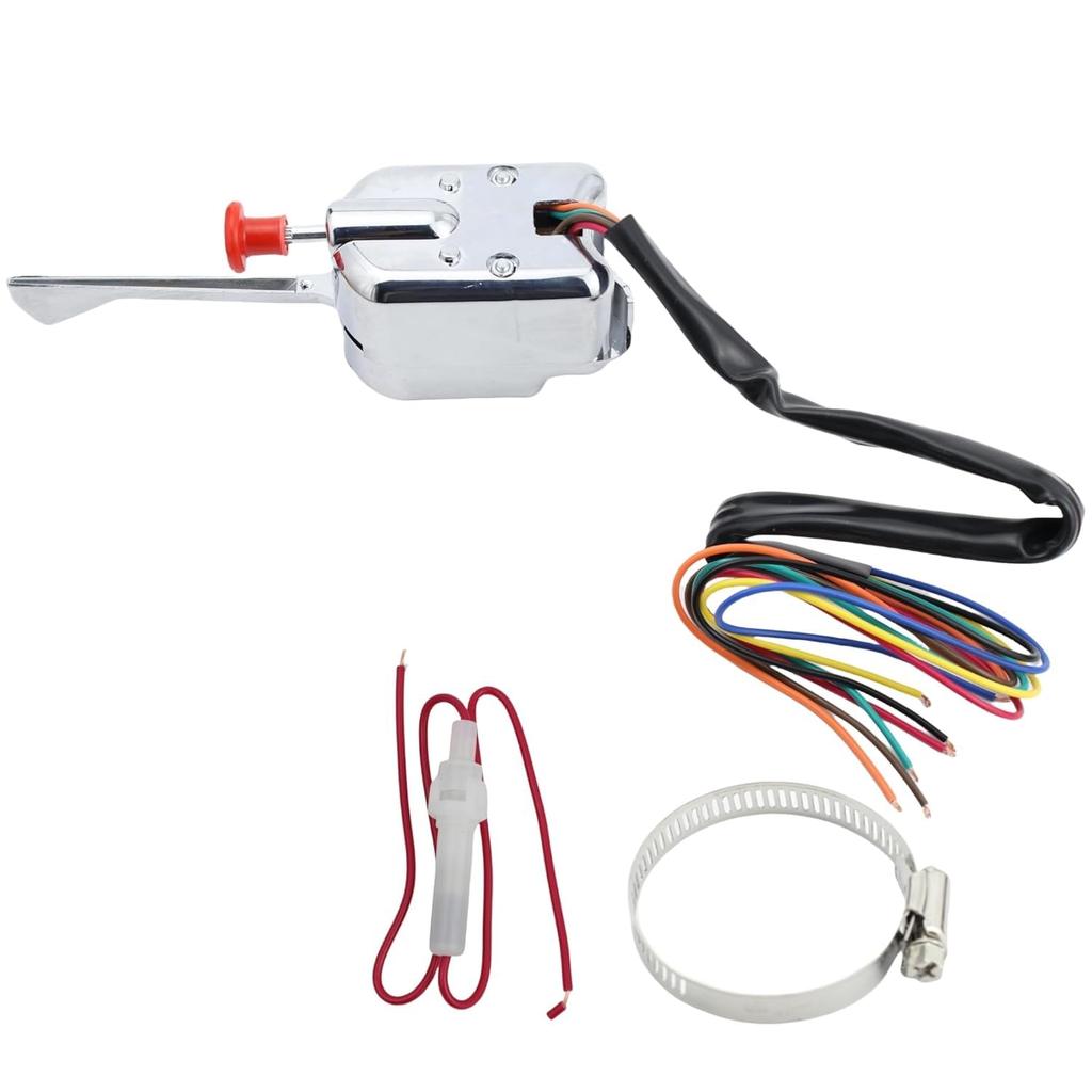Universal Turn Signal Switch 12V 7 Wires with Mounting Clamp, Hot Rod Chrome Replacement for Ford GM Car Truck Street Rod Dune Buggy Sand Rail