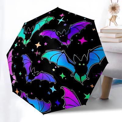 1PC Bat Stars Umbrella-8-Rib Reinforced Portable Folding Travel Suitable for All Seasons Outdoor Daily , Fun Design-Z0434