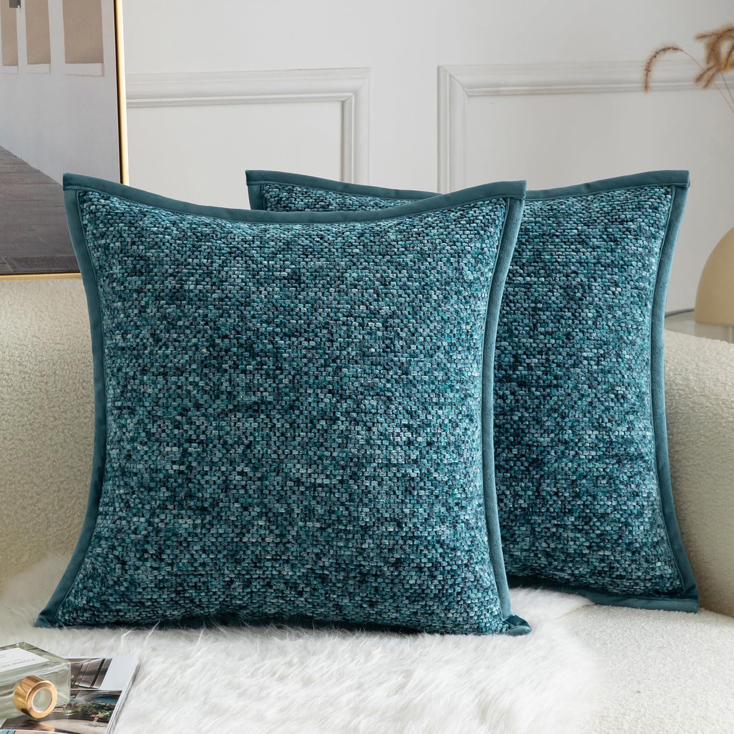 2 stuks Chenille Textuur Effen Kussenhoes Kleurrijk Boho Zacht Fluweel Decoratieve Sierkussenhoes Voor Bank Bed Woonkamer Decor 50x50cm