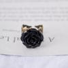Personalisierter Vintage-Design Schwarze Farbe Blume Verstellbarer Ring für Damen Gothic Nische Feiertag Schmuck Accessoires Geschenk