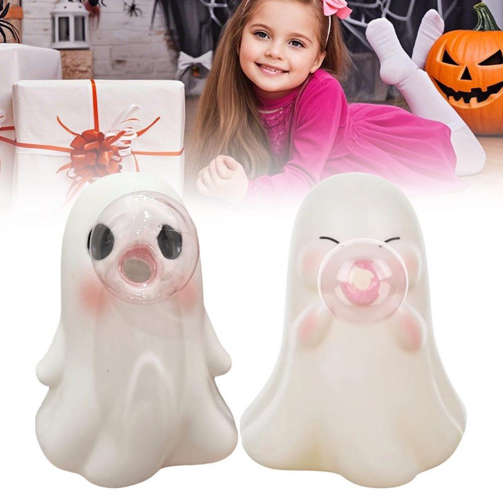 Tabletop Ghost Decoration Pink Bubble Gum Ghost Figurine Whimsical Halloween Tabletop Ornament for Home Office Decor for Shelf