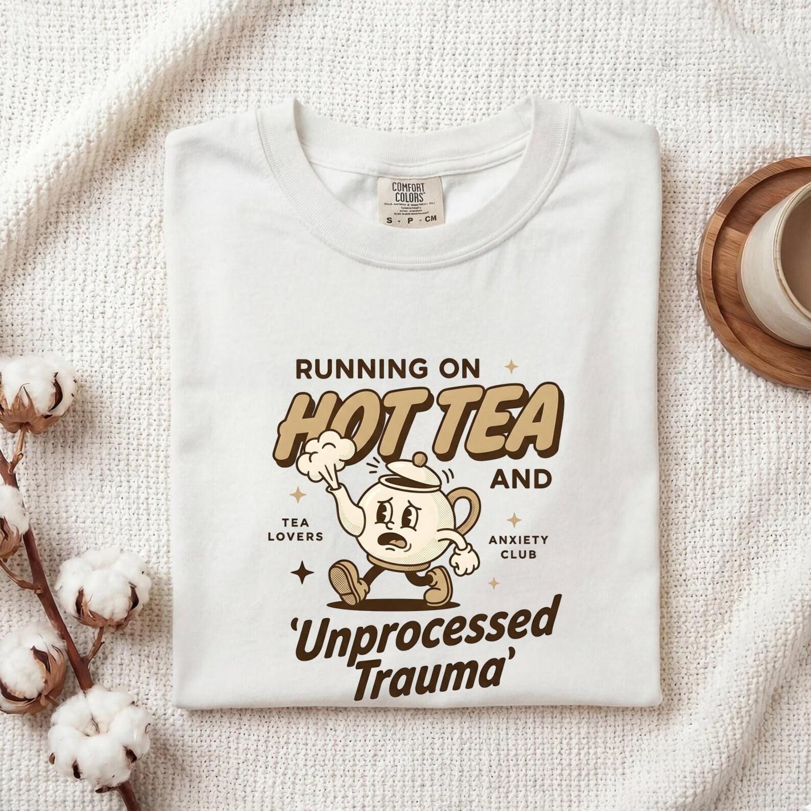 Tea Kettle Animated Shirt Tea Joke Gift Women Nostalgic Cartoon Tee Kettle T-Shirt Tea Fan Cartoon Tshirt Pun Graphic Cartoon Sketch Steam 2XL