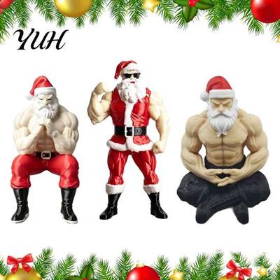 Funny Santa Ornaments Strong Muscles Claus Ornament, Muscle Lines And Beard Decor, 3D Printed Figures Christmas Decoration, Durable Resin Figurine for