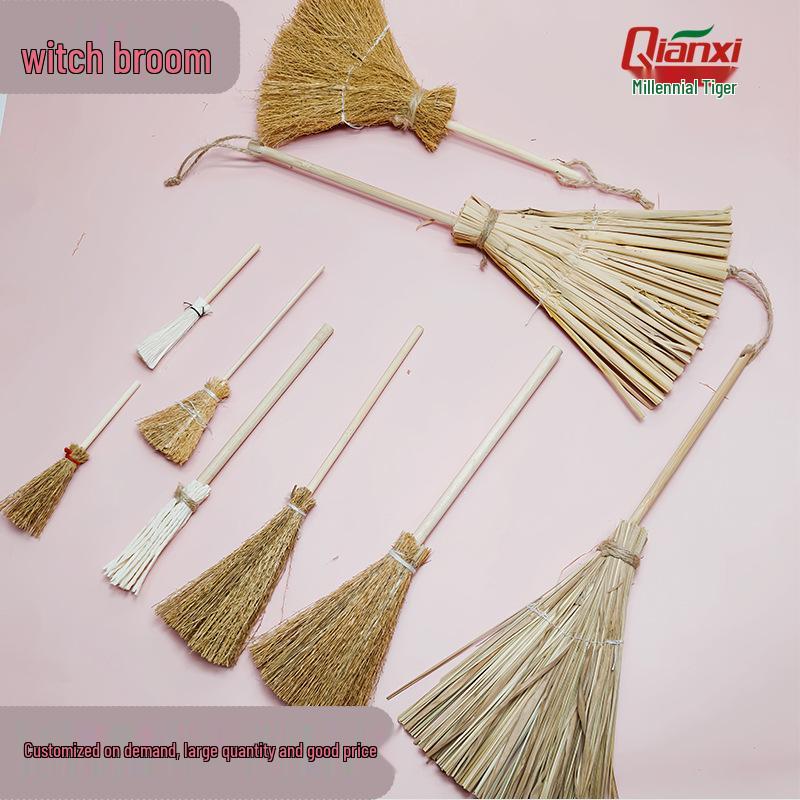 Handmade Mini Broom Halloween Party Decoration for Dollhouse Scenes
