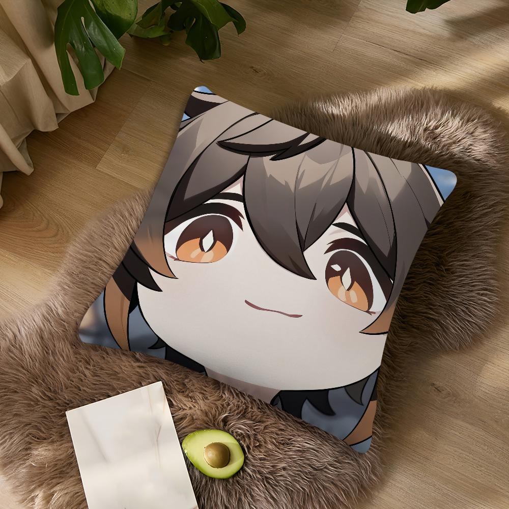 Genshin Impact Cute Q Version Mavuika For Bedroom Car Coffee Shop Room Soft and Living Room Sofa Decorative Pillow Cover Case
