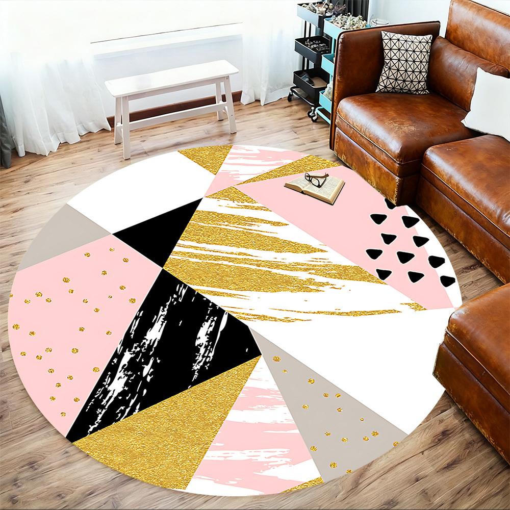 1pc Geometric Circle Round Chair Mat Area Rug - Non-Slip, Floor Mat for Office, Bedroom, and Indoor Decor C1125584