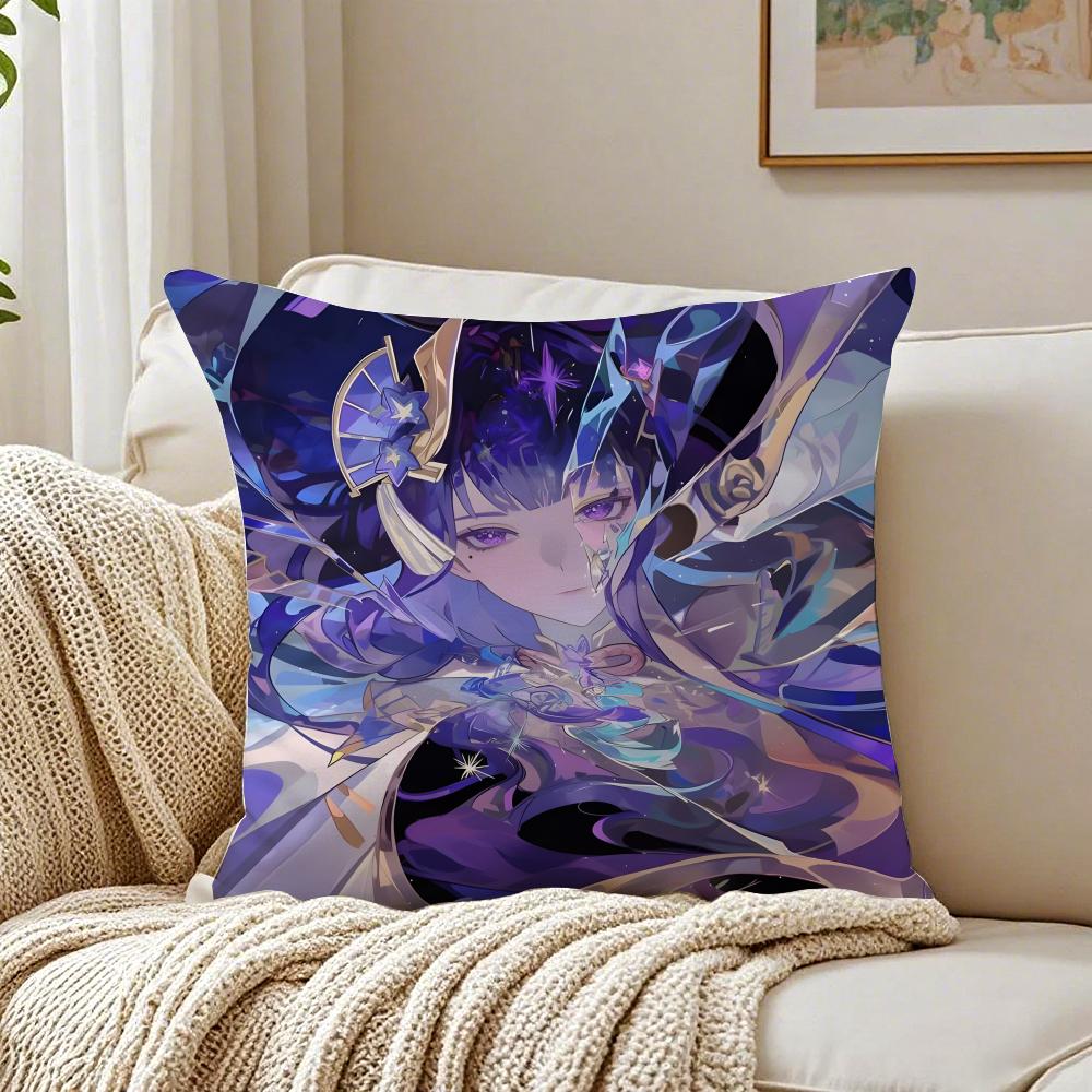

Popular Genshin Impact Raiden Shogun Cushion Cover Pillowcase Antidustmite living Room Sofa Decor Cushion Room 30X30cm