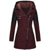 Women Hooded Mid Length Warm Windbreaker Coat with Oblique Zipper Woolen