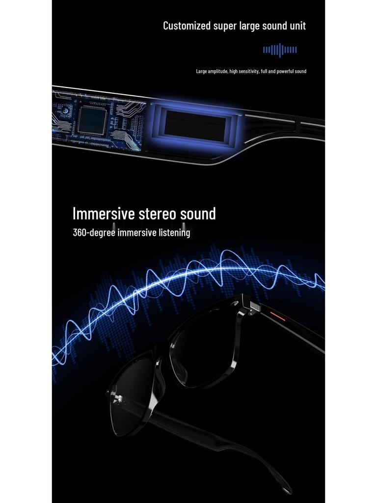 E13 AI Bluetooth-Brille der 3. Generation: Ohrhörer, Sprachübersetzer und Sonnenbrille mit austauschbarem Rahmen