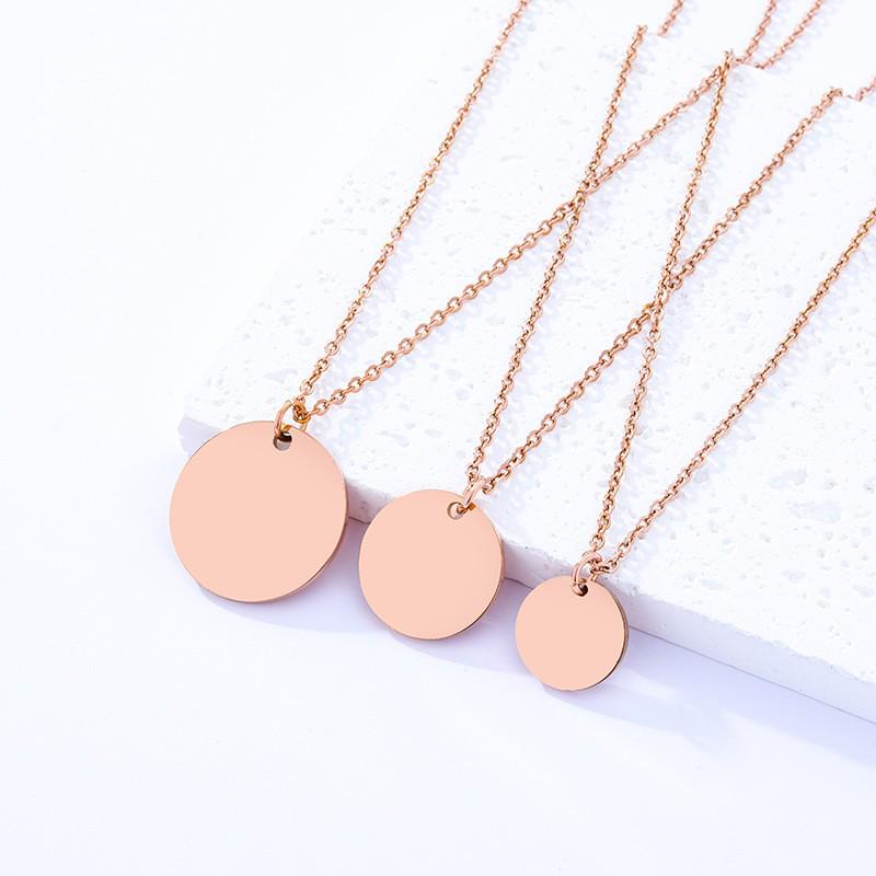 Stainless Steel Round Pendant Necklace - Blank, Engraveable, Ideal for Gifts