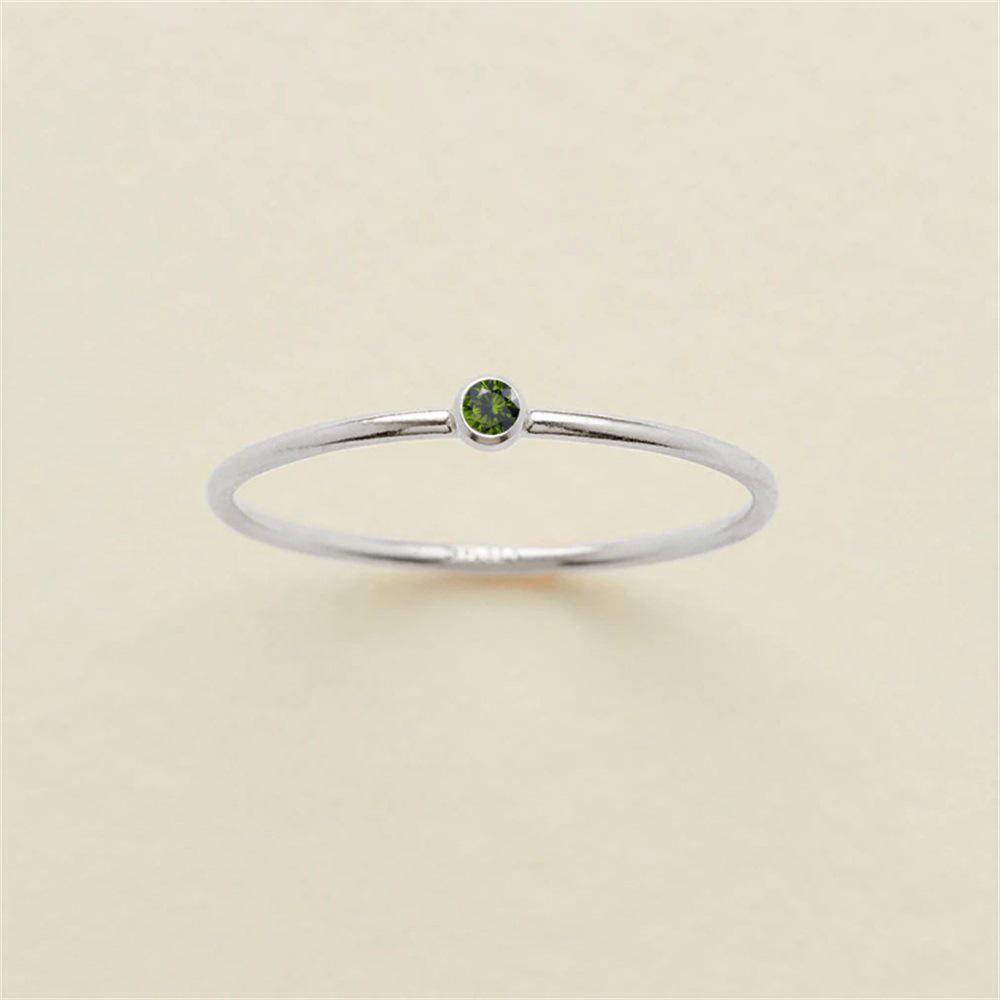 eManco Gold-Plated Non-Constricting Ring for Women - Thin Band with Tiny Diamond Accents and December Birthstone