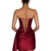 European and American Tube Top Bright Diamond Waist Dress, Satin Irregular Short Skirt, Party Night Tight Temperament Dress Skirt