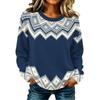 Women's Casual Long Sleeve Geometric Print Round Neck Knit Sweater