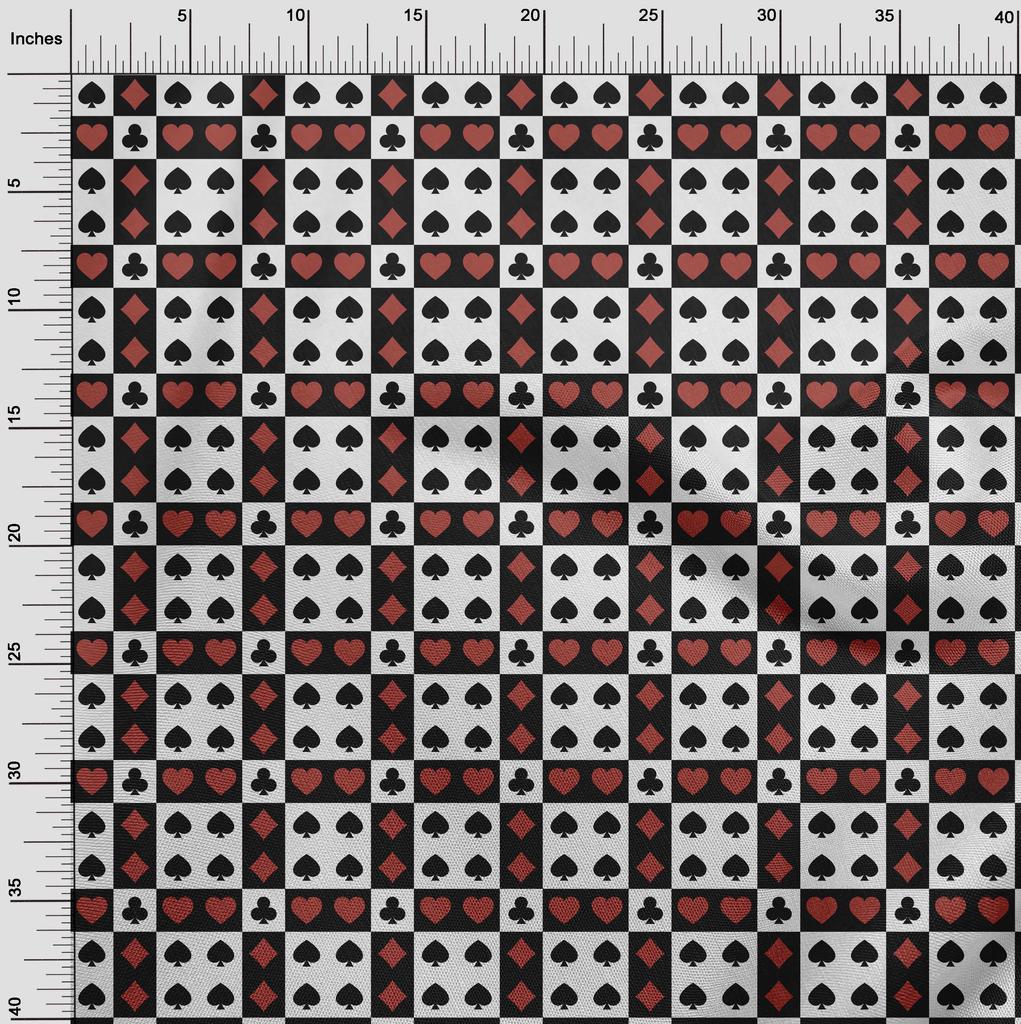 oneOone Cotton Flex Red Fabric Poker Card Sewing Craft Projects Fabric Prints By Yard 40 Inch