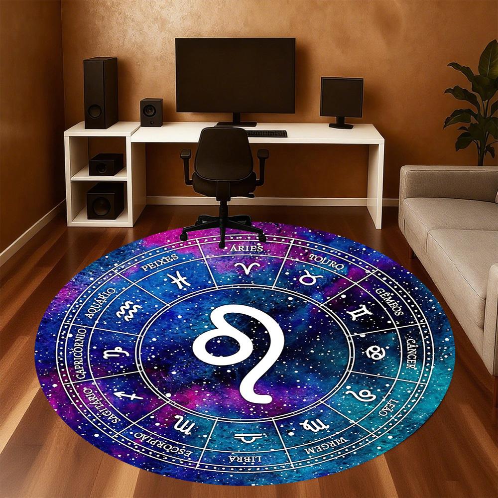 1pc Astrology Zodiac Round Chair Mat Area Rug - Non-Slip, Floor Mat for Office, Bedroom, and Indoor Decor C1125405