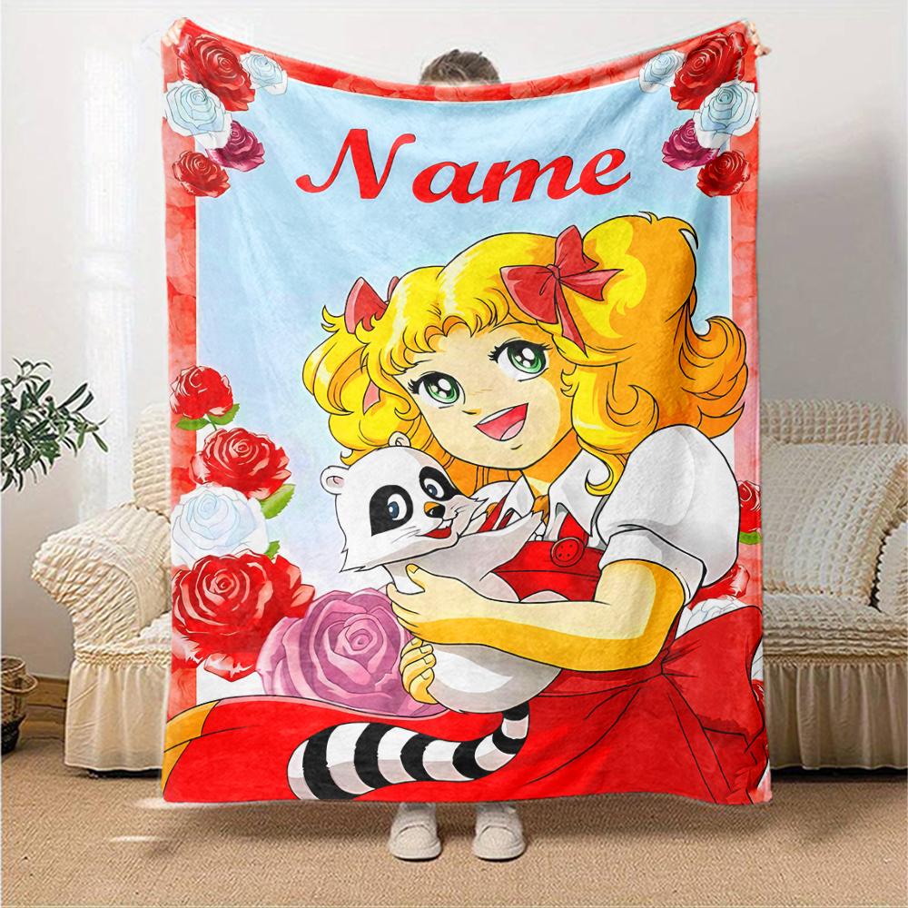 Customiz Name Personality Candy Candy (2) Blanket Soft &Warm Sofa Office Bed Travel Lunch Break Blanket, Gift Suitable for All Seasons