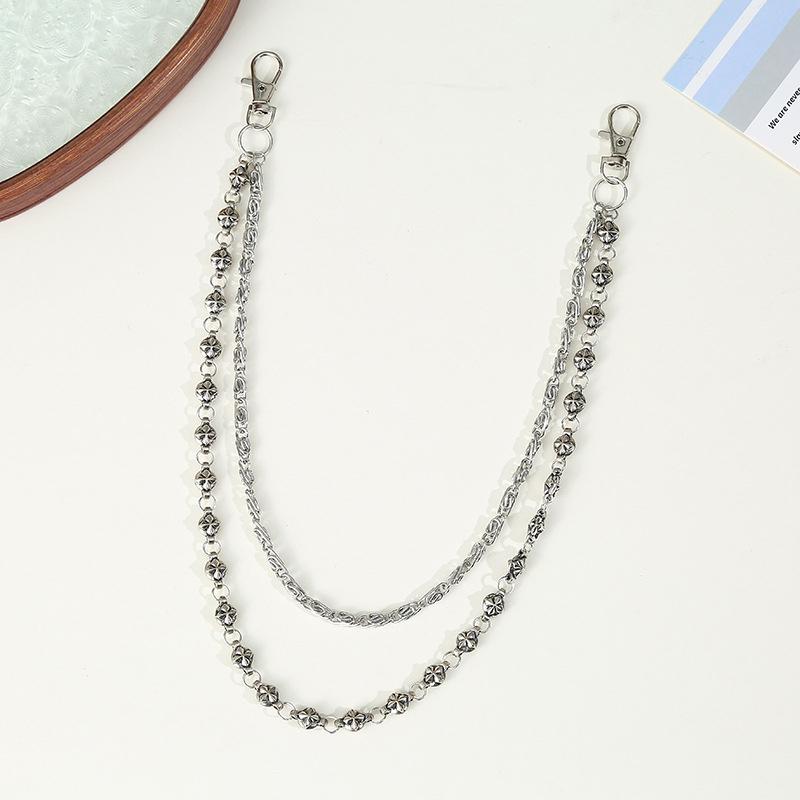 Trendy Blue Cracked Stone Bead Hip Hop Punk Style Keychains For Men Y2K Pants Chain Accesories