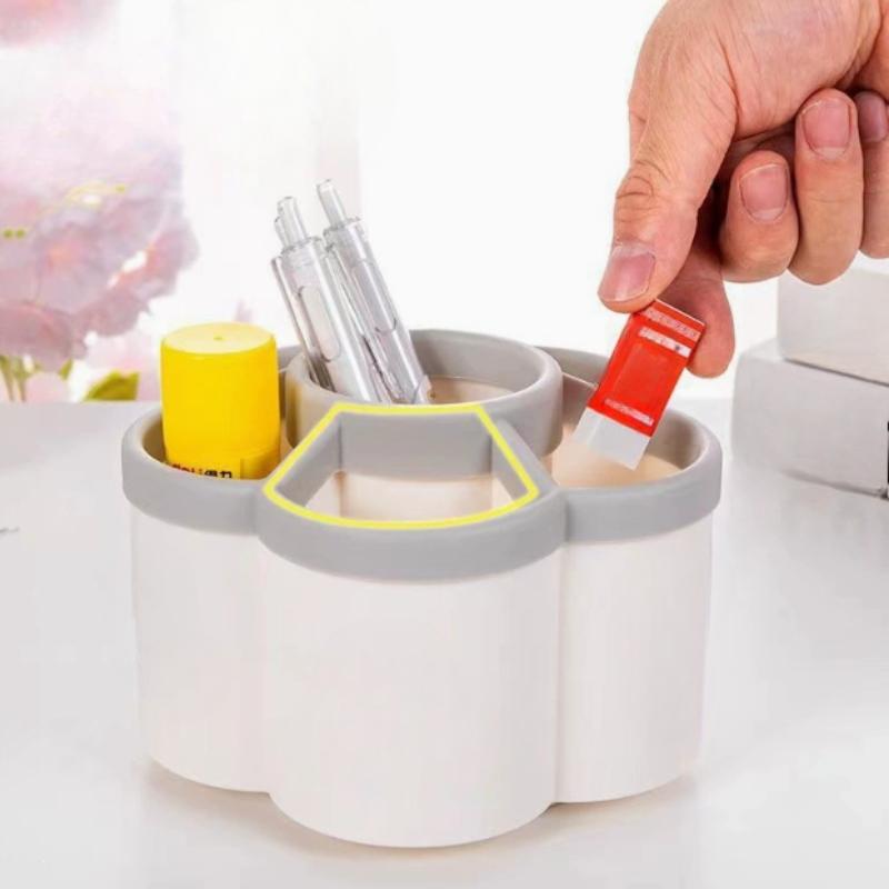 1 ks roztomý rotující držák na pera o 360 stupňů, velkokapacitní multifunkční stolní úložný box na psací potřeby, úložný prostor na psací potřeby