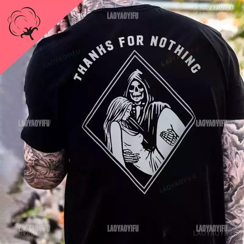 Gothic Harajuku Biker Skull Graphic Tshirts Men Fashion Trend Short Sleev Tops Dark Punk Skulls Retro T Shirt Male Oversized Tee