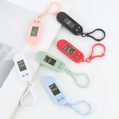 2Pcs Portable Electronic Clock Keychain Mini Pocket Electronic Oval Hanging Watch Digital Table Time Date Display Clock Student