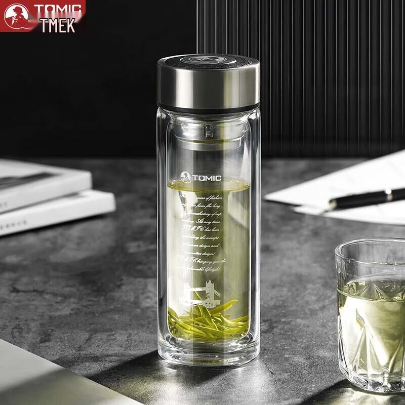 TOMIC Double-Layer Glass Tea Infuser Bottle