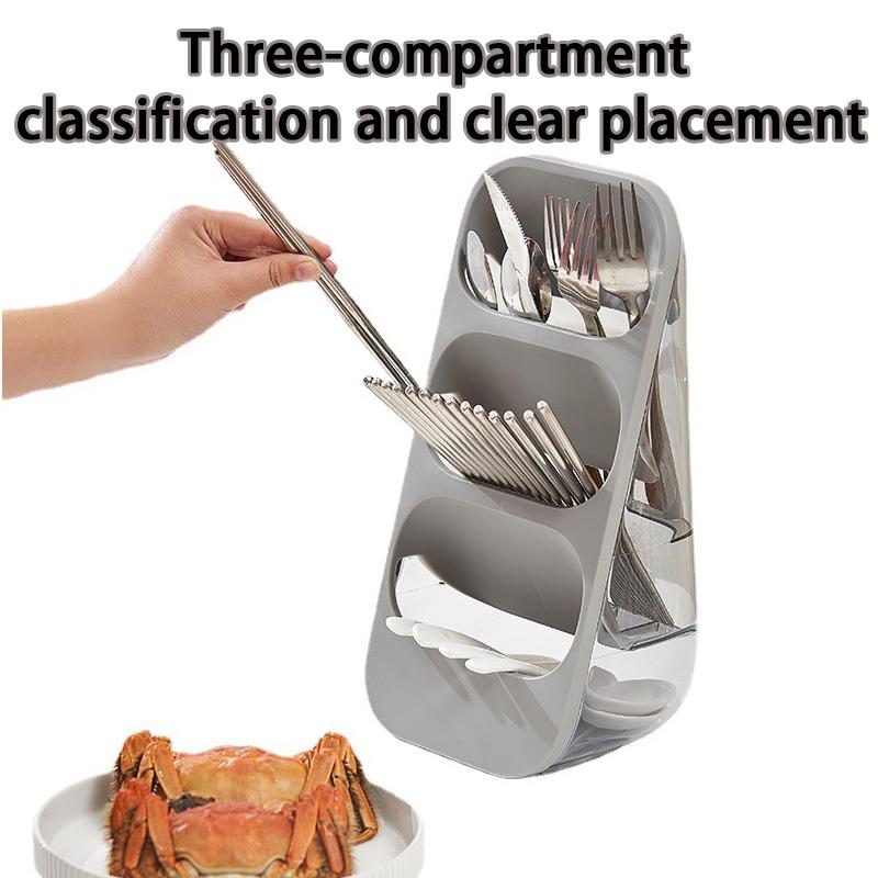 1/2PCS Utensil Rack Chopsticks Holder Fork Knife Storage 3-Grids Washable For Kitchen Cooking Tool Shelf Box Cutlery Organizer