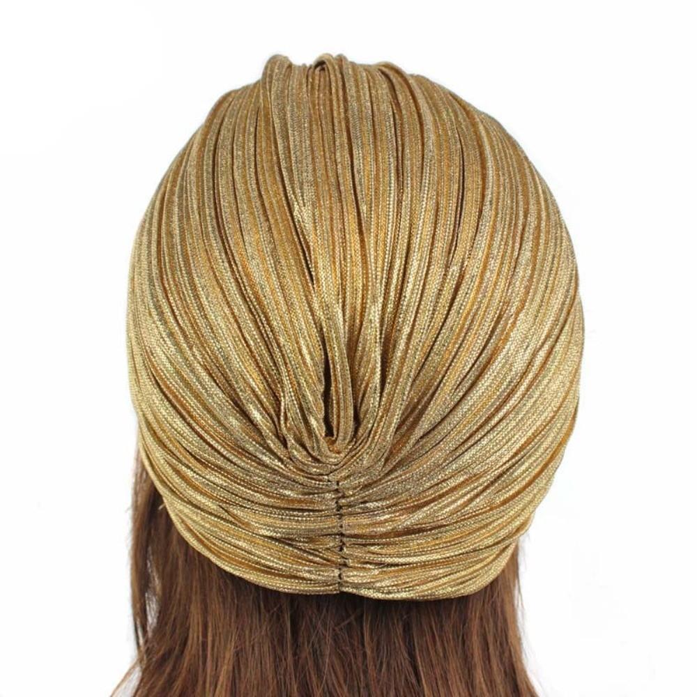 Pleated Women Turban Cap Bandana Elastic Beanies Comfortable Luxury Indian Hat Hair Care