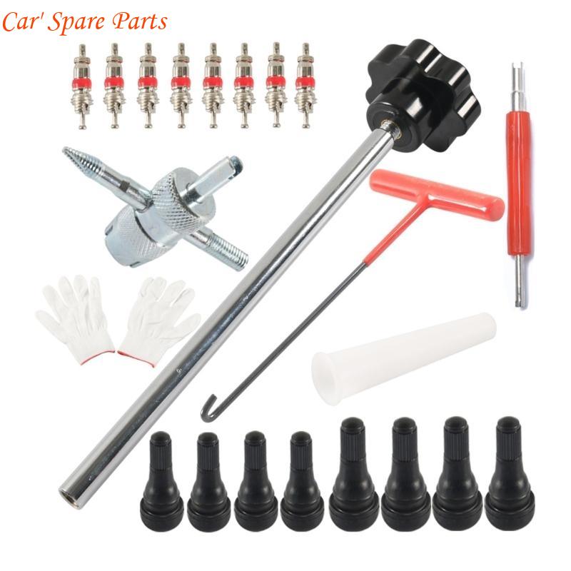 Y4UA Portable 22pcs Tire Repair set Corrosion Resistant Valves Cores Removal for Car & Outdoor Enthusiasts Facing Emergencies