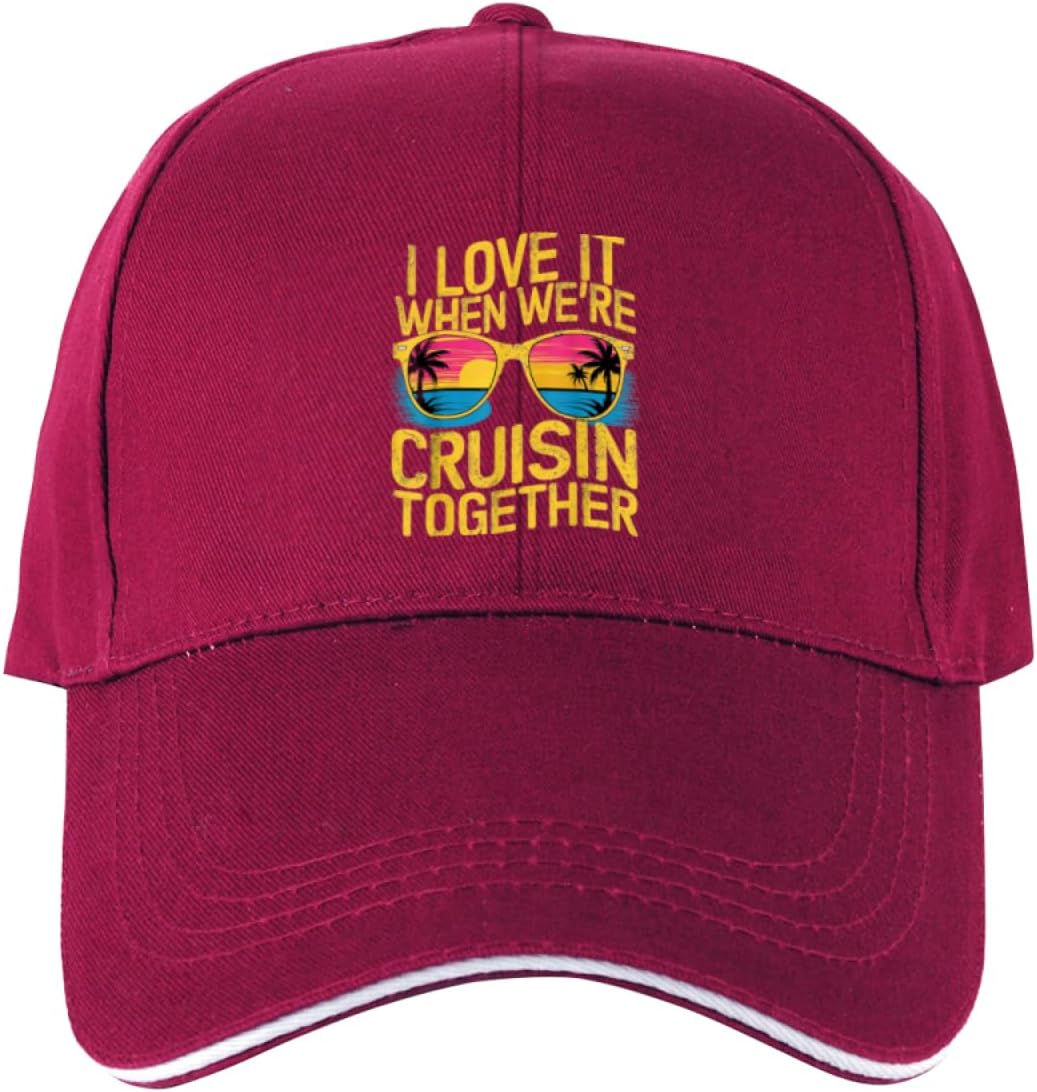 I Love It When We Are Cruising Together Anchor Graphic Baseball Cap Polyester Adjustable Summer Hat for Adults One Size