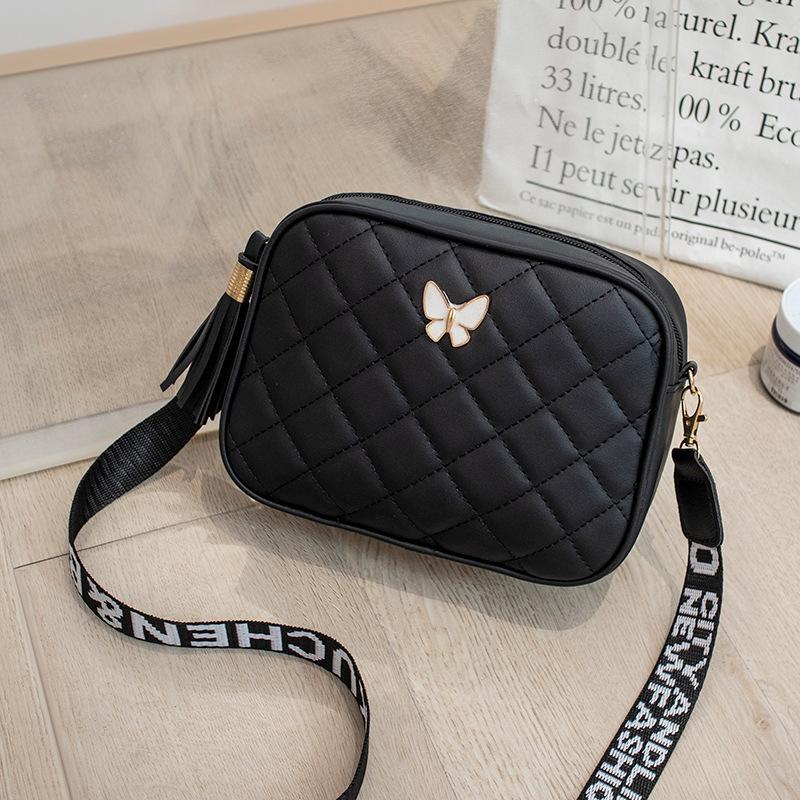 LCAuto parts Vlinder Diamant Vierkante Tas voor Dames Leer Schoudertas Crossbody Tassen Casual Messenger Bag 18x6x13.5cm zwart