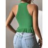Summer New Design Sense Ruffled Knit Halter Vest Sexy Short Top Women