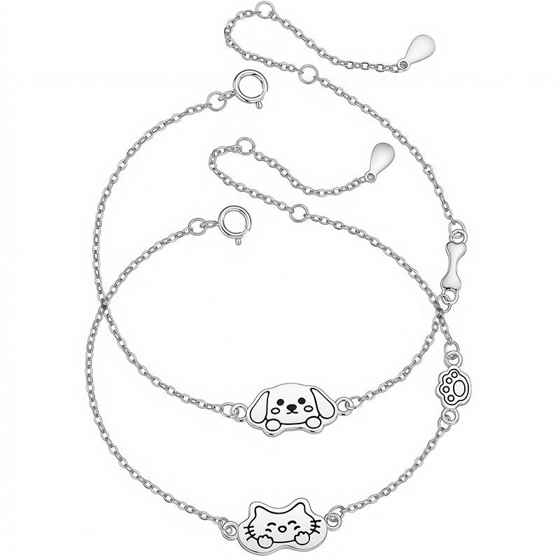 Cat and Dog Diary Couple Bracelet, a Pair of Men and Women, Light Luxury Epoxy Cat Jewelry, High-end Cat Claw Bracelet