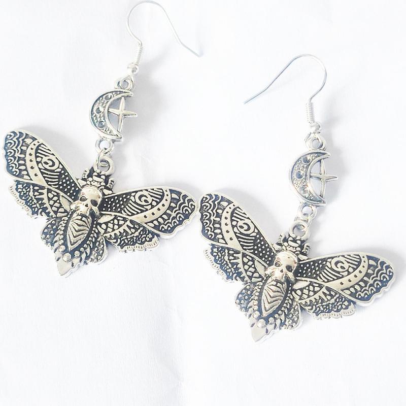 Hot Selling Gothic Punk Retro Skull Moth Moon Cross Earrings
