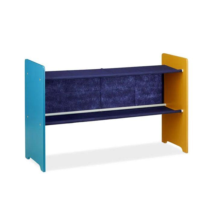 GINGER HOME – Organiseur jouets enfant 9 bacs tissu (2G,3M,4P), MDF/acier, motif MONSTER, 92×30×60 cm