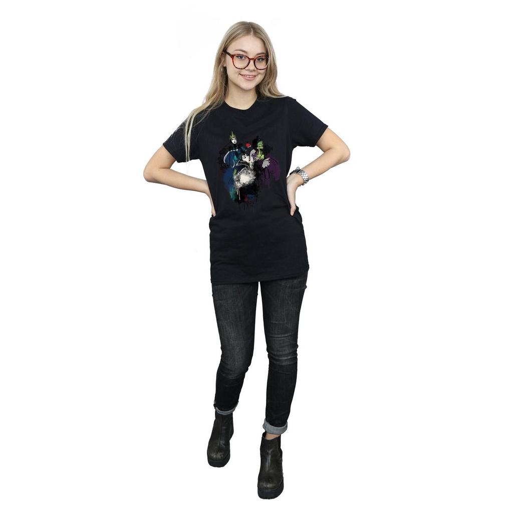 Disney Womens/Ladies Villains Sketch Cotton Boyfriend T-Shirt