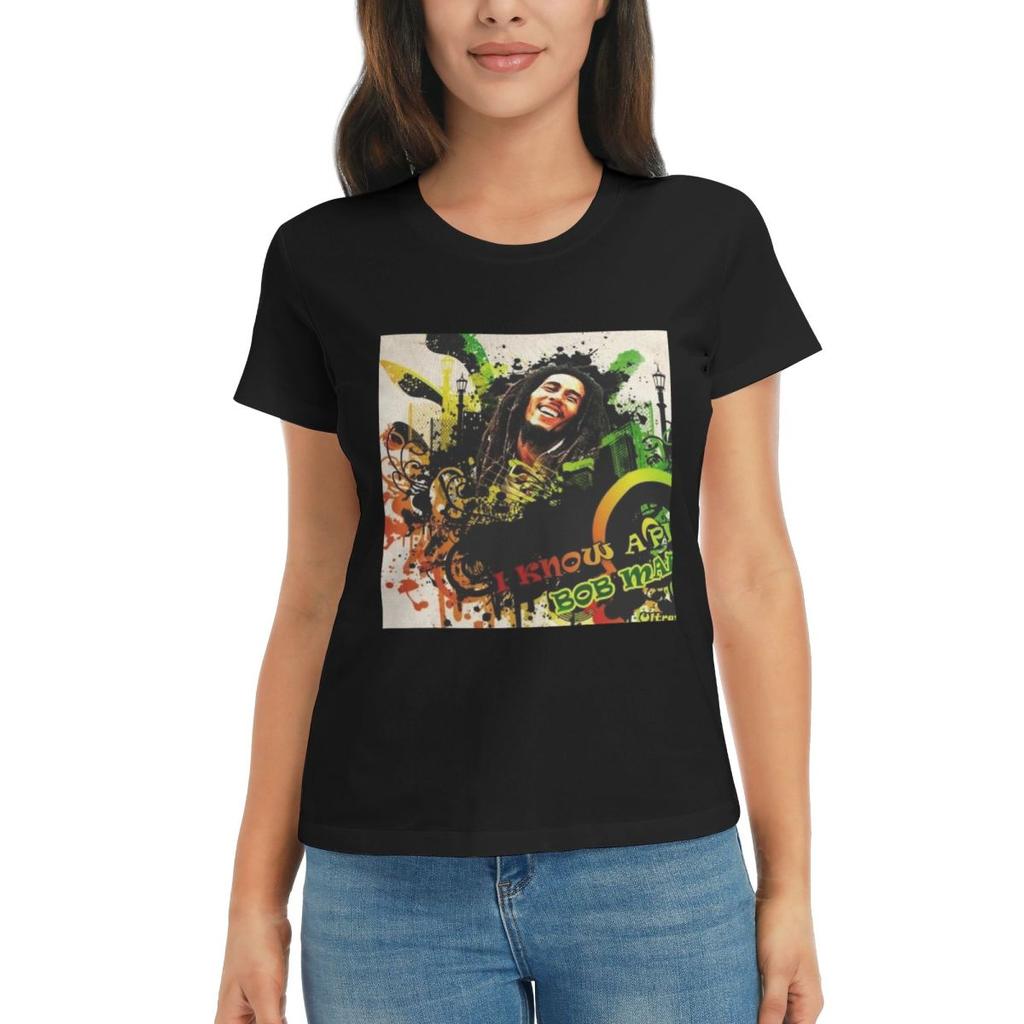 Women TShirt Funny Bob Marley Summer Short Sleeve Tees Crew Neck Cotton T Shirts Clothes Tops Streetwear
