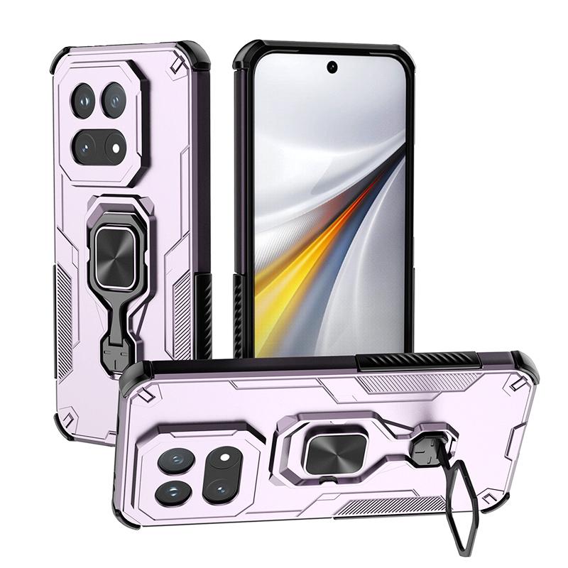 KEYSION Shockproof Armor Case for IQOO 15 5G Soft Silicone+PC Upright Metal Live Ring Stand Phone Back Cover for IQOO 15