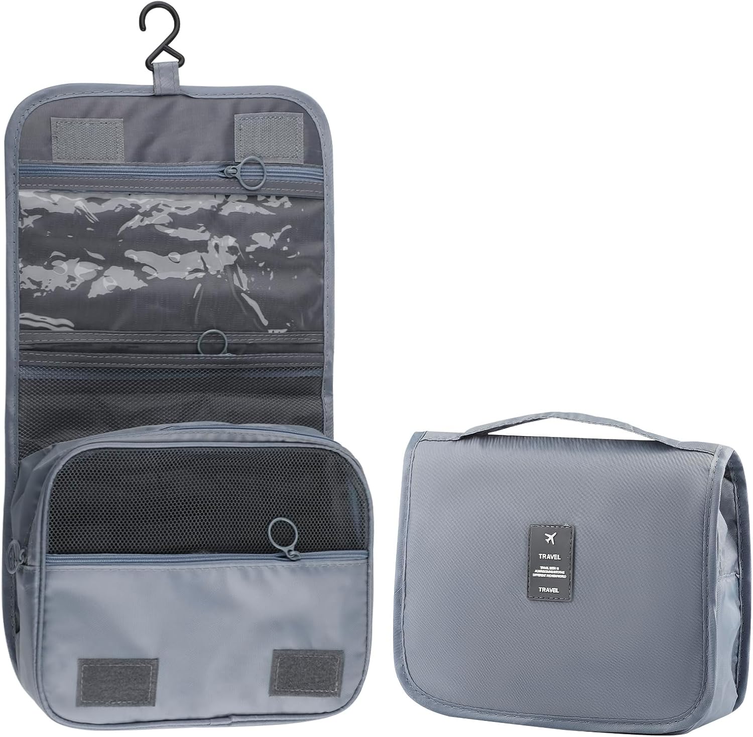 

Foldable Hanging Travel Toiletry Bag,Waterproof Portable Travel Bags, Multifunction Travel Makeup Cosmetic Bag Organizer with Hanging Hook (Beige)