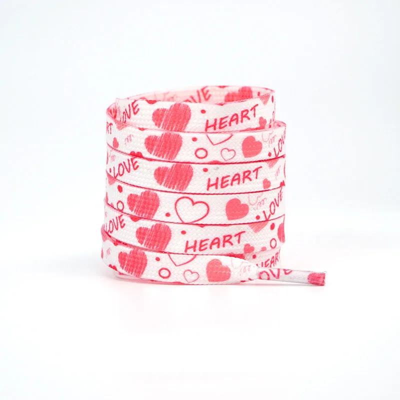 

Плоские шнурки с сердечками, персонализированные ко Дню святого Валентина, розовые шнурки с любовью, веревка для шнурков, для пар, высокие парусиновые спортивные туфли, шнурки для обуви для AF1 120cm