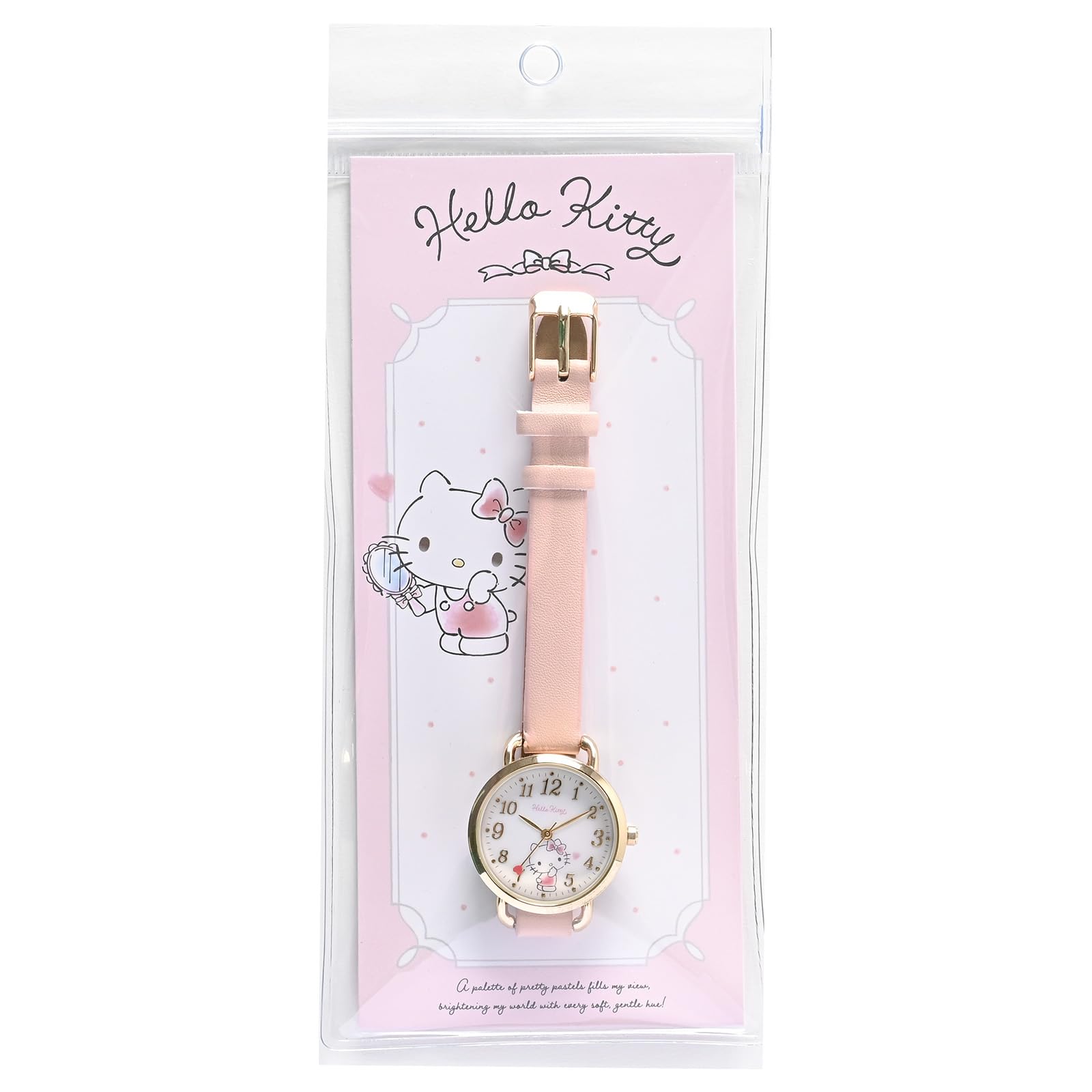 Fieldwork Analog Watch featuring Sanrio Cute Faux Leather Suitable for and Heart Hand My Women s Characters, Strap, Commuting, School, Business, розовый