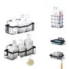 Metal Bathroom Shelf Hanging Organizer Under Shower Black 5pcs
