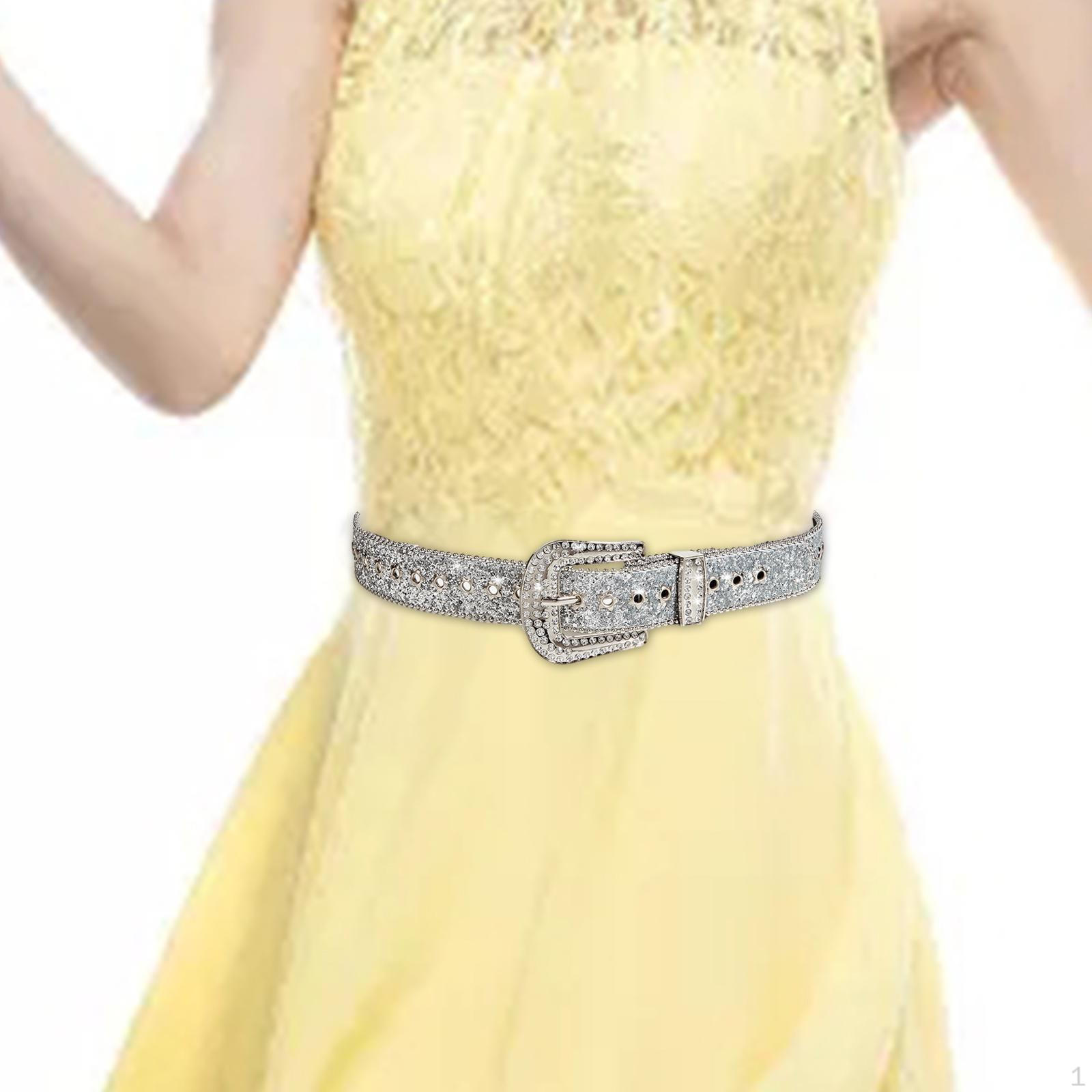 

Ушко для ремня со стразами для девочек, модные регулируемые брюки из искусственной кожи с блестками Argent