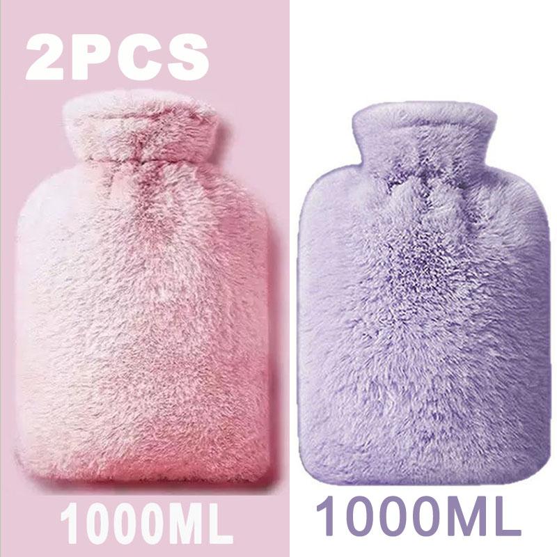 1/2PCS1000ML Soft Hand Warmer Hot Water Bag Bottles Removable Washable Foot Warmer with Cloth Cover Explosion-Proof Girl Winter