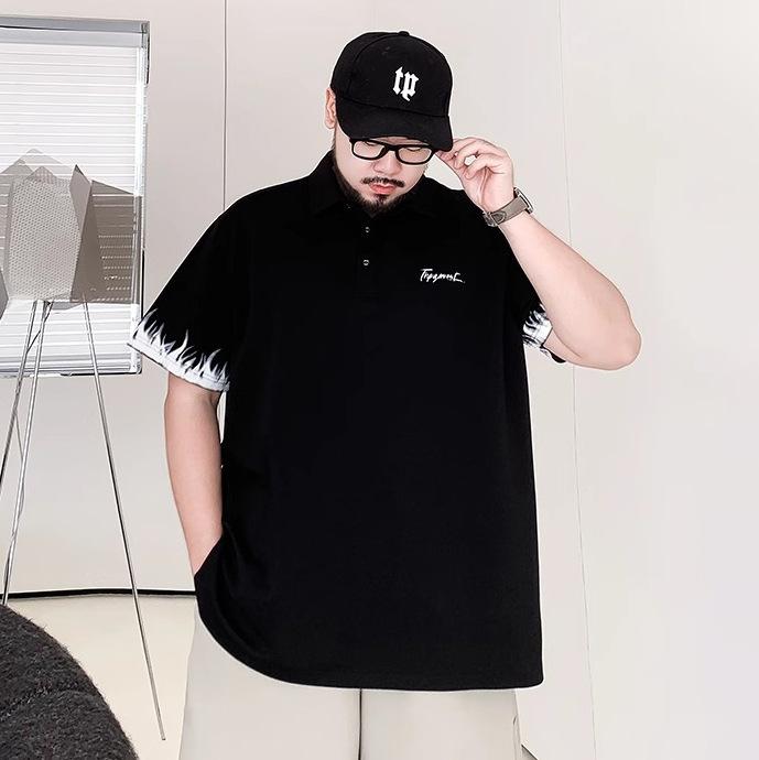 

Модная влагоотводящая мягкая качественная дышащая мужская рубашка поло свободного кроя--Устойчивая к сминанию повседневная спортивная с коротким рукавом и воротником 8XL чёрный