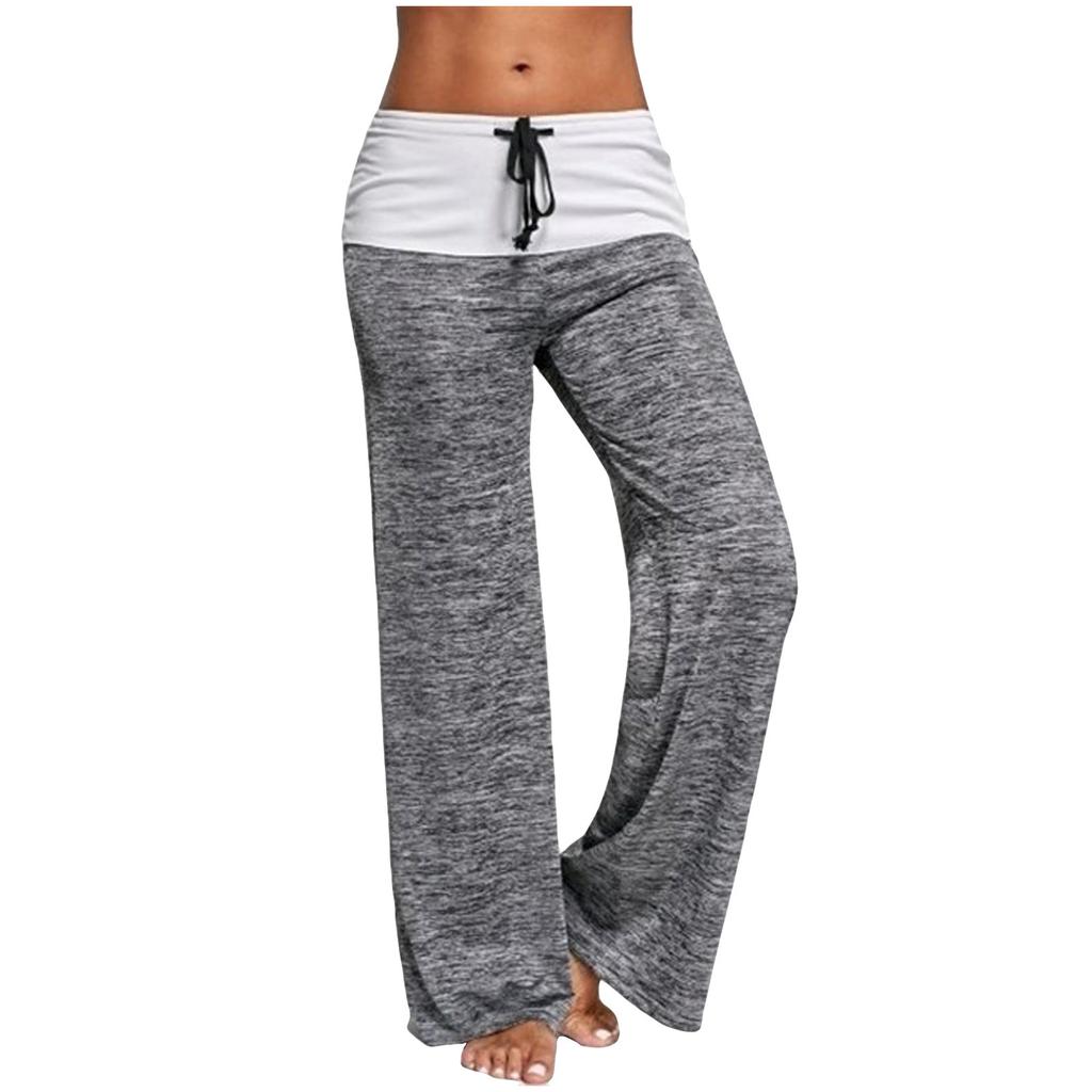 Damen Patchwork Yoga Schnell trocknende Sporthose Outdoor Casual Hose mit weitem Bein